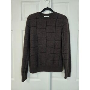 MaxMara Brown Windowpane Grid Wool and cashmere Crewneck Sweater womens Large